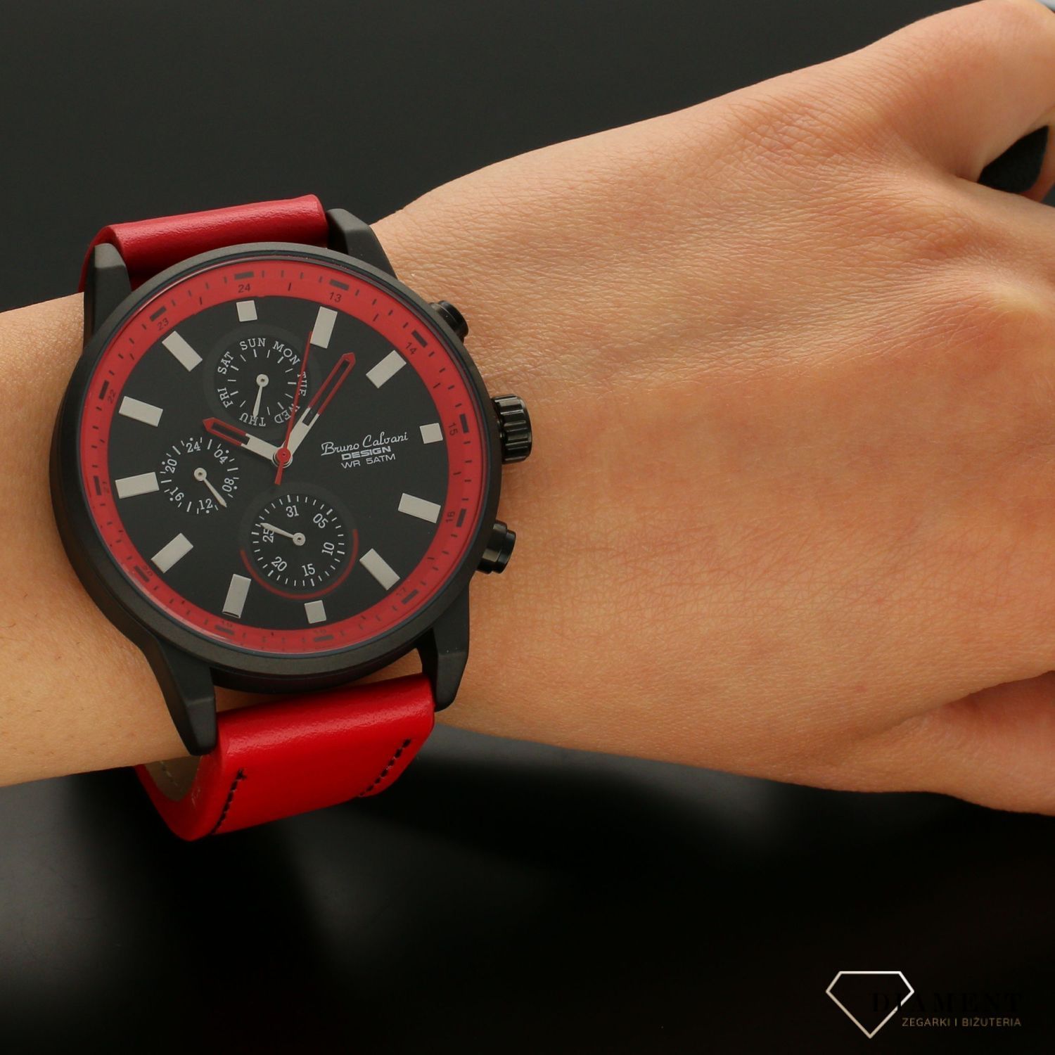 Zegarek męski na pasku Bruno Calvani Classic BC1377 RED (2).jpg